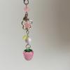Sweet Strawberry Cake Bowknot Phone Strap Charm Landyard Keychain Keycord For Girl Woman Bag Camera Pendant For Airpods Case