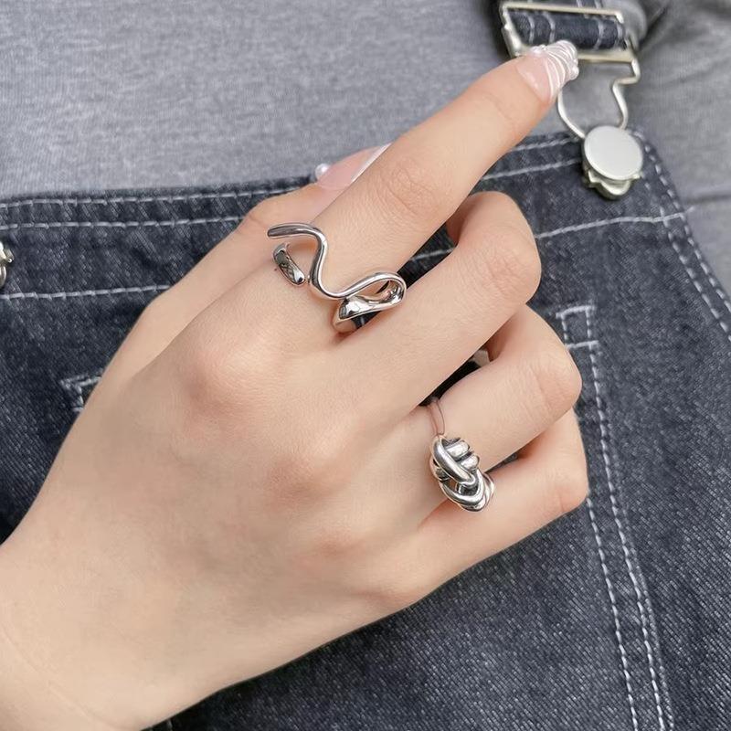 Stylish Korean Minimalist Open Ring For Women With Adjustable Copper Geometry Design