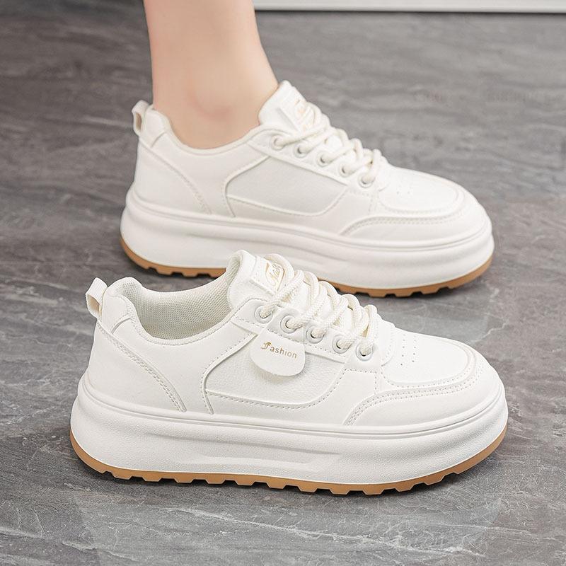 Thick soled white shoes for women mesh shoes for autumn  breathable and casual sports board shoes for students
