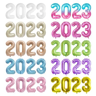 2023 40-inch Aluminum Film Digital Balloon New Year's Day New Year's Party Background Decoration 40-inch Aluminum Film Digital Balloon