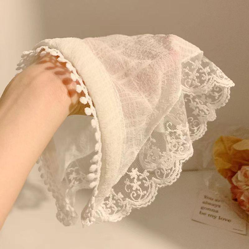 Pastoral Lace Edge Headband Scarf: Sweet, Chic Triangle Hair Accessory
