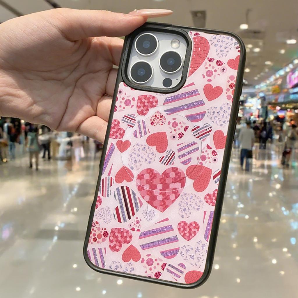 For iPhone 16 Pro Magnetic Case TPU PC Phone Cover with Detachable Love Heart Collection Backplate