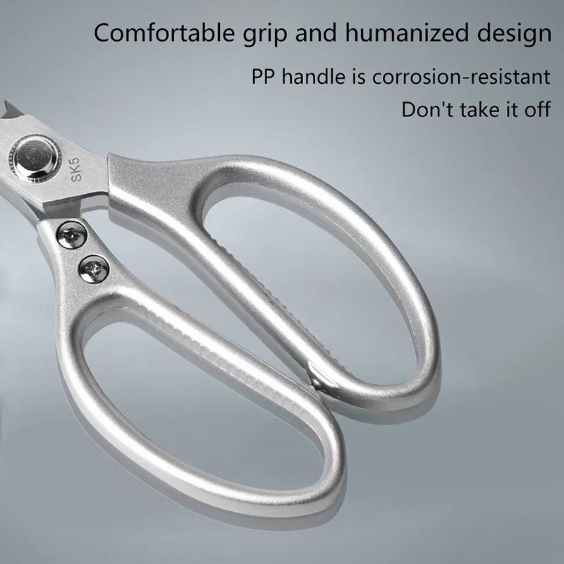 Professional Stainless Steel Kitchen Scissors With Aluminum Alloy Handle - Perfect For Cutting Chicken Bones Meat Fish