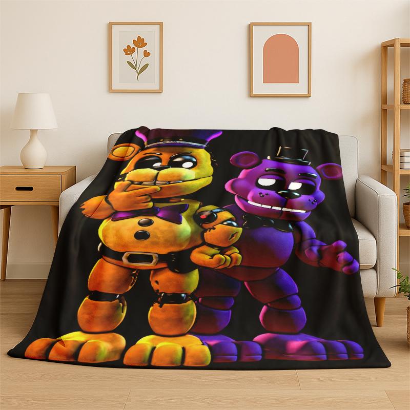 

Classic F-FNAF Horror Game Freddy Flannel Blanket Soft Warm Throw Blanket for Bedroom Living Room Bed Travel Camping Picnic 75x90cm