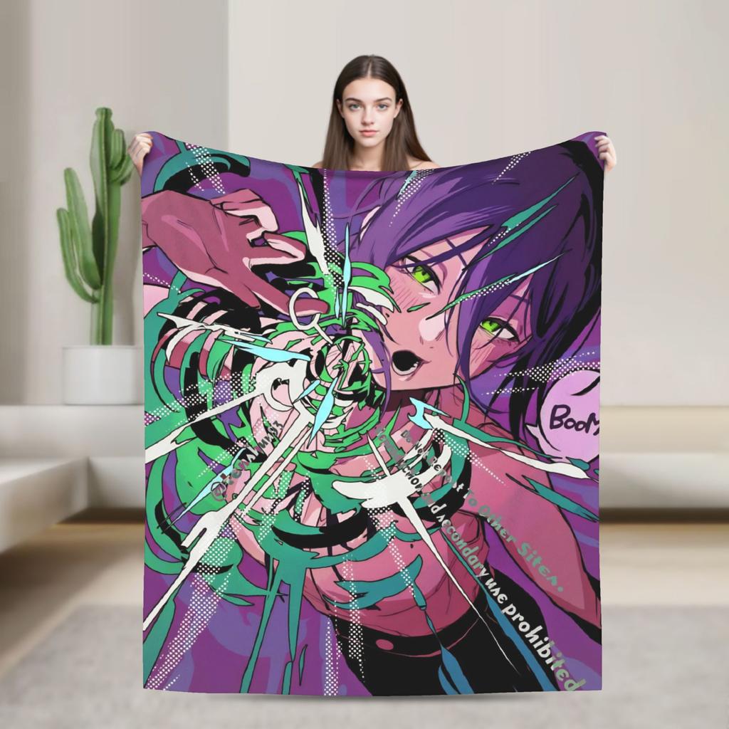 Reze Anime Girl Blankets C-Chainsaws Plush Vintage Warm Throw Blanket for Chair Covering Sofa Autumn/Winter