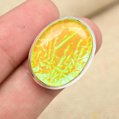 Pietra Preziosa Opale Triplet Australiano Giallo Argento Sterling 925 Fatto a Mano Anello di Fidanzamento