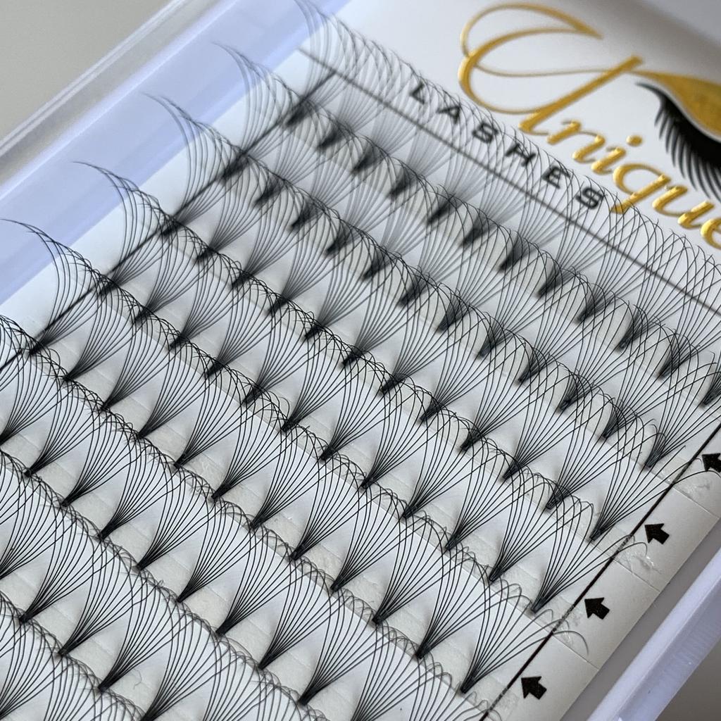 Middle Sticky Small Tray 144 Fans Short Stem 9d Lashes 0.05 D Curl Eyelash Extensions Darkness Eyelashes
