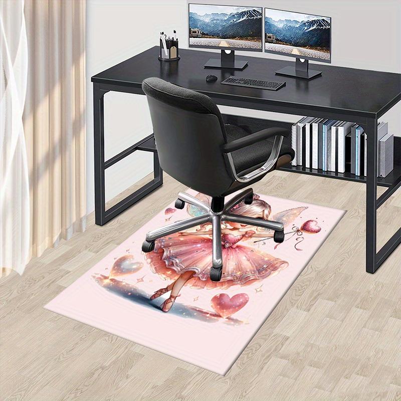 Office Carpet Fairy Tale Magic Pink Ballerina with Heart Wand Sofa Rug, Chair Mat Protection
