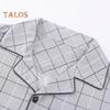 Pajamas Men Plaid Set 2pcsset Print Lapel Long Sleeve Single Breasted Shirt Elastic Waist Long Pants Set Loose Fit Loungewear Suit