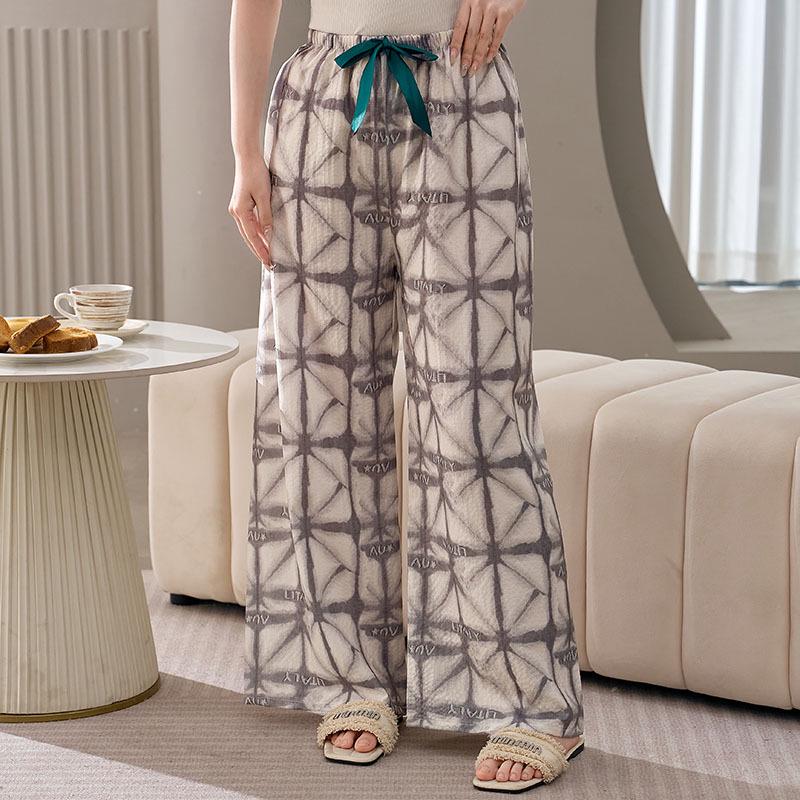 Women's Plus Size Cotton Silk Pajamas - Spring/Summer Lightweight Wide-Leg Pants for Beach, Loose Fit, Can Be Worn Outside