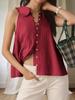 Women's Boho Ruffle Tank Top Peter Pan Collar Eyelet Button Sleeveless Top