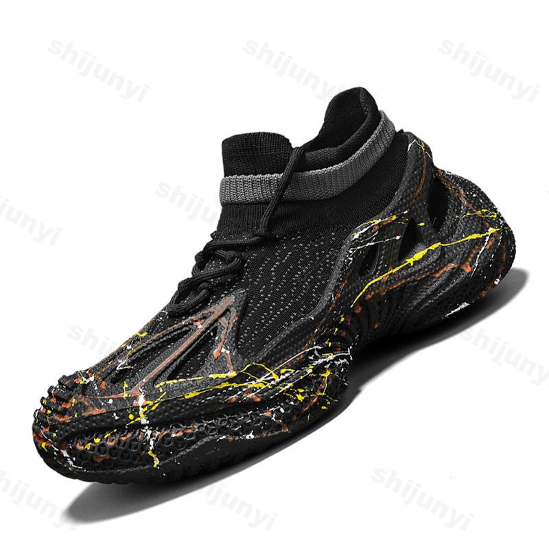 Fashion Men Casual Sports Shoes Non-Slip Lightweight Breathable Mesh Autumn Men Running Shoes Graffiti Fashion Outdoor Casual Shoes
