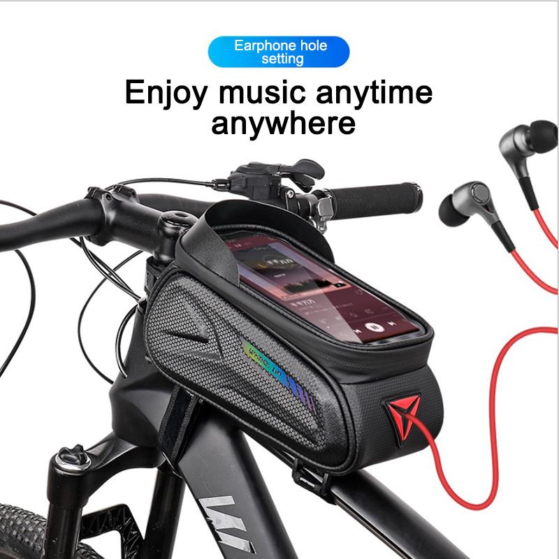 Buy Bicycle Phone Bag Waterproof Hard Shell Reflective Bike Frame Bag For Mobile Phone Touch