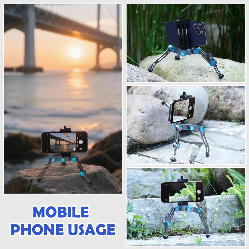 Jialefu Transformer Elastyczny Aluminiowy Kompatybilny z i Waga 2kg Przenośny Statyw Stołowy do Kamery na Podróże Wideo oraz Statyw Selfie Stick,