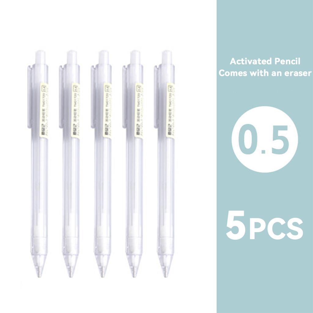 5pcs Mechanical Automatic Pencil 0.5mm/0.7mm Automatic Pencil with Eraser School Student Sketch Writing Stationery Supplies