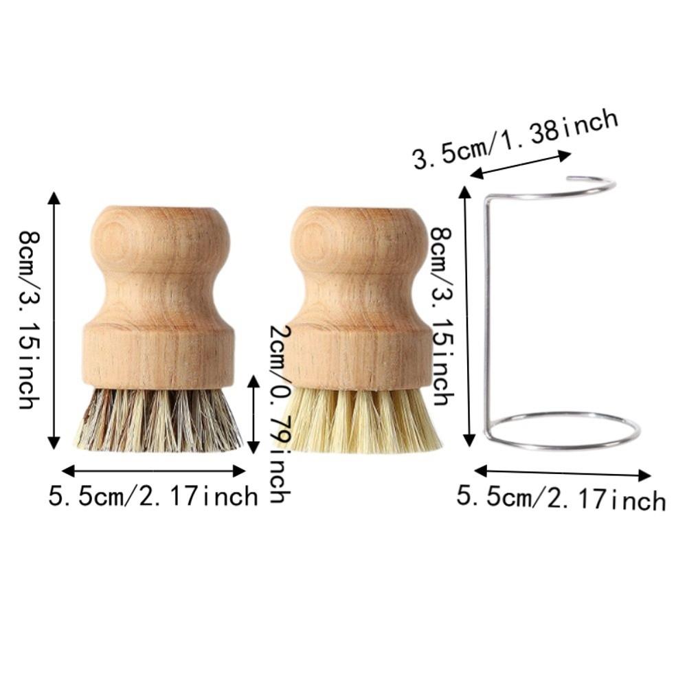 with stand Dishes Cleaning Brush Wooden Handle Wooden Dishwashing Brush Kitchen Accessories