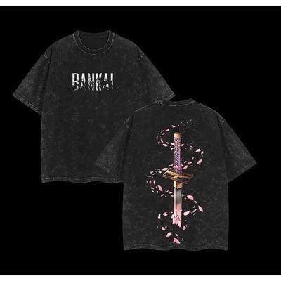 Anime BLEACH Kuchiki Byakuya Graphic T Shirt Men Women Washed Cotton Tshirts Vintage Casual Clothing Harajuku Male Loose T-shirt