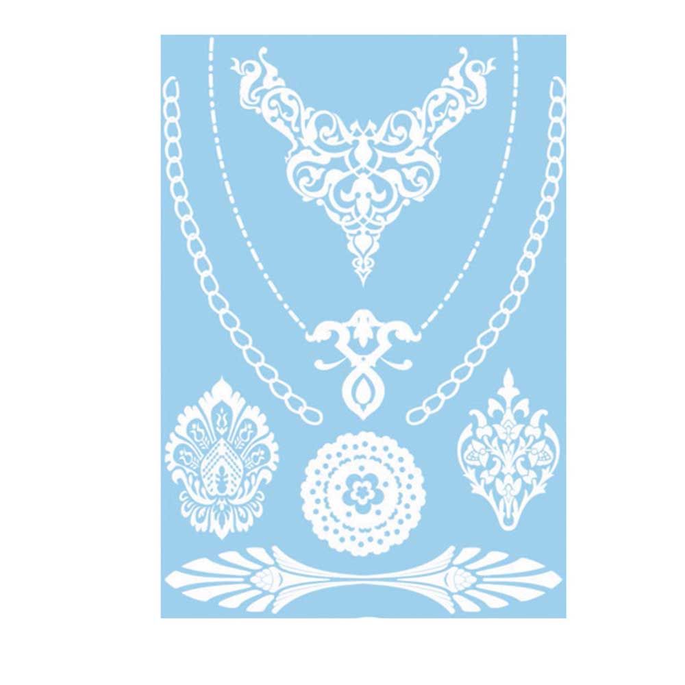 White Lace Arm flower Waterproof Body Art Temporary Tattoos Henna Stickers Tattoo Sticker Simulated