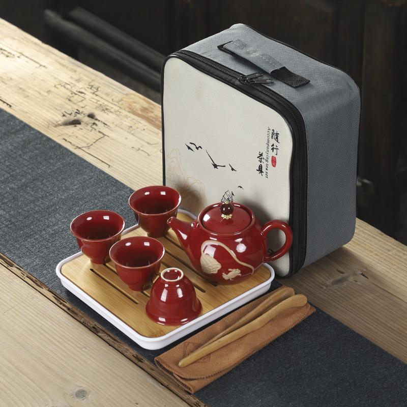 

Business gift printing creative travel tea set ceramic set practical company opening cheap gifts to customers