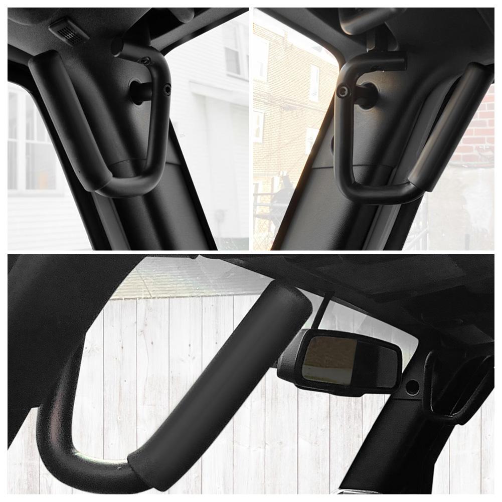 Front Grab Bars Kit Aluminum Alloy Front Grab Grip Handle Bars Fit for Jeep Wrangler JK JKU 2007-2018