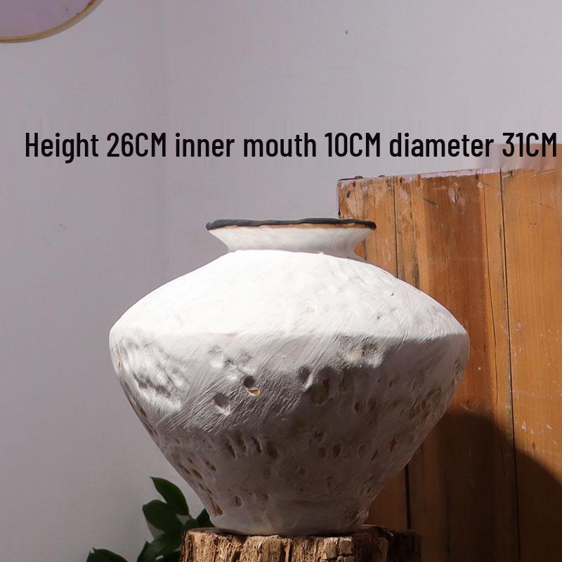 Vaso in Ceramica Wabi-Sabi: Composizione floreale idroponica minimalista per soggiorno o decorazione interna
