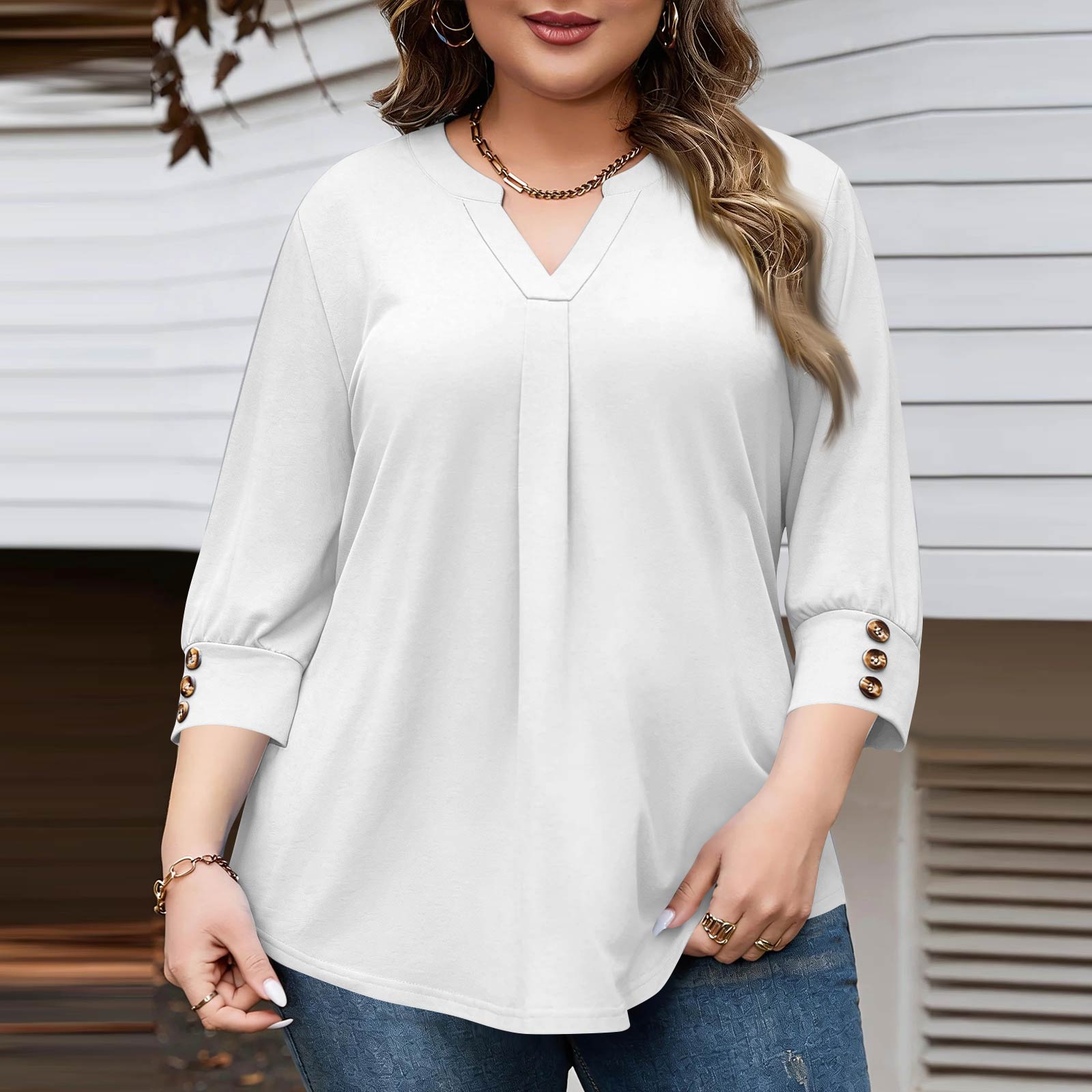 

Women s Fashionable Casual Plus-Size V-Neck Button-Down Short-Sleeve Top XXXXL белый