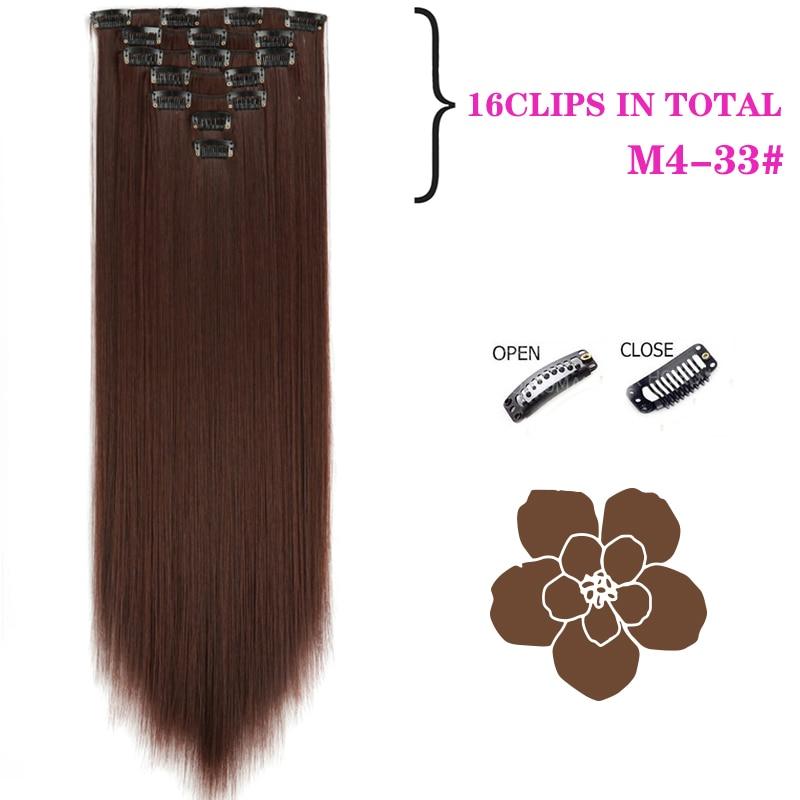 MISSQUEEN Long Straight Clip In Hair Extensions Synthetic Hair Synthetic Clips In Hair Extensions Heat Resistant 7Pcs/set 16Clips