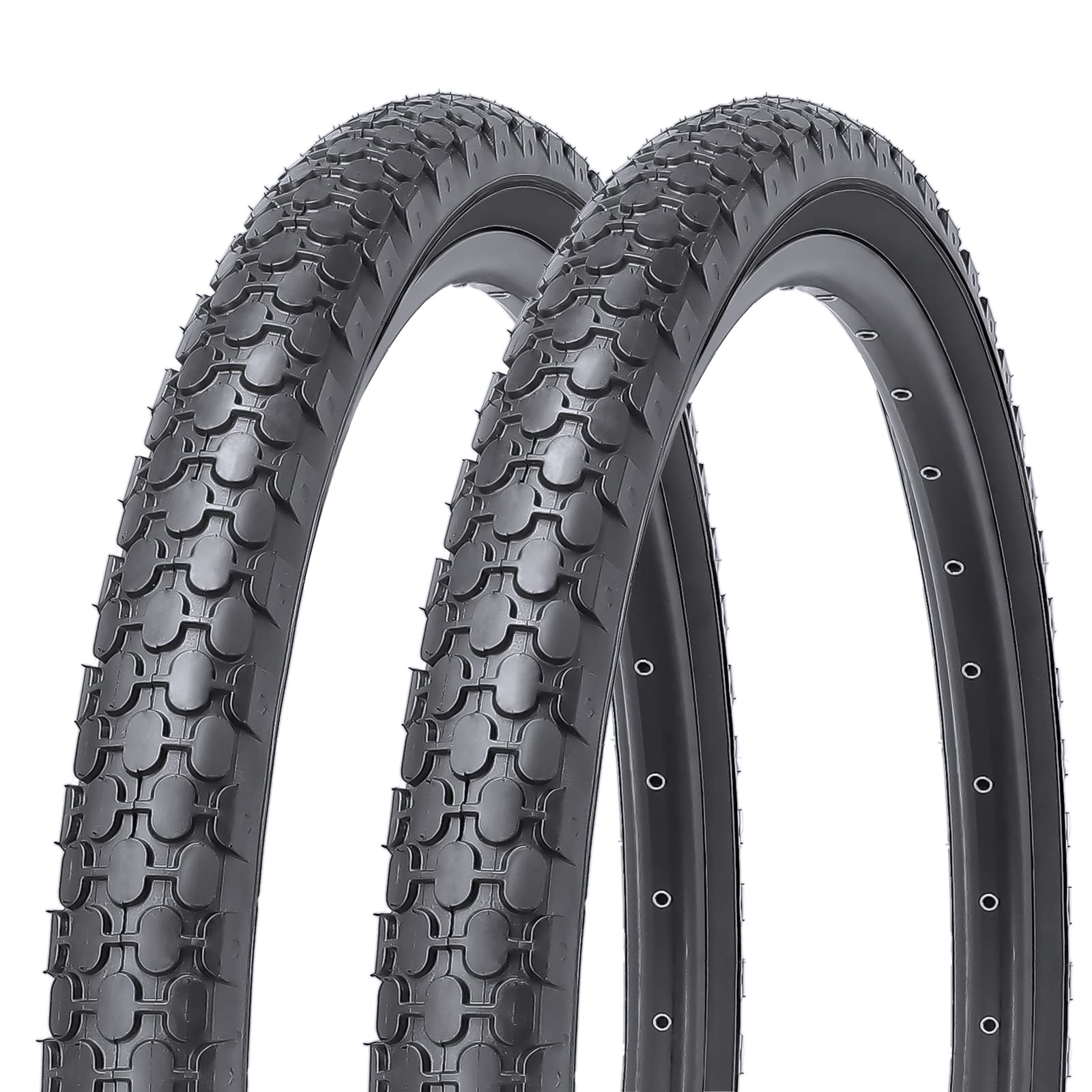 

MOHEGIA 24x2.125 Bicycle Tires: Set of 2, 24 57-507mm All-Terrain Replacement Tires - Cruiser/City Bike/MTB - Black