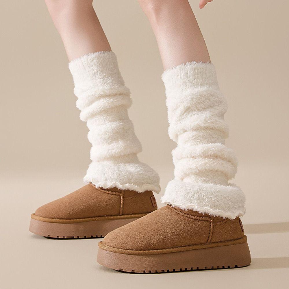 Fashion Solid Color Leg Warmers Thickened Coral Fleece Socks Warm Foot Cover Heap Socks Spring, Autumn and Winter