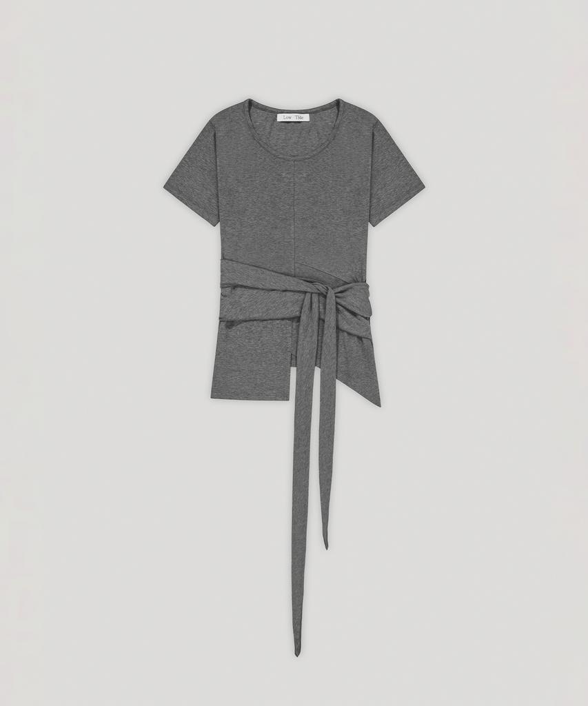 Loutaideu Drape Wrap T-Shirt [Grey]