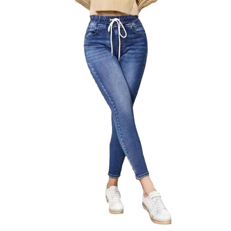 Jeans Elastic Waist Drawstring Stretch Jeans Woman
