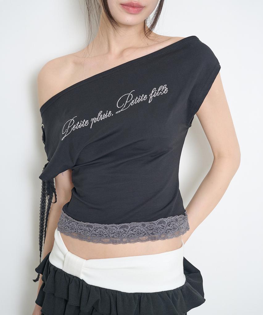 ILLIGO Lace-Trimmed T-Shirt Black