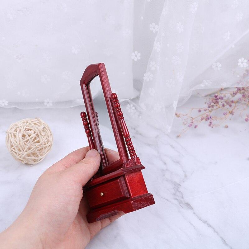 1:12 Mini Doll House Full-Length Dressing Mirror Model with Drawer Accessory Room Furniture Toy