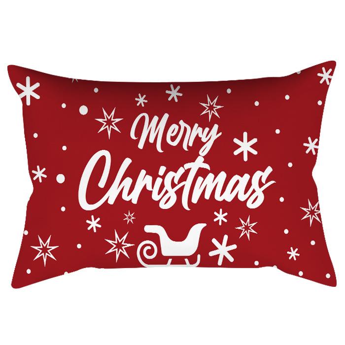 Weihnachten Bedruckter Pfirsich Samt Taillenkissenbezug Weihnachtsmann Schneeflocke Heimdeko Feiertags-Kissenbezug Dekokissen