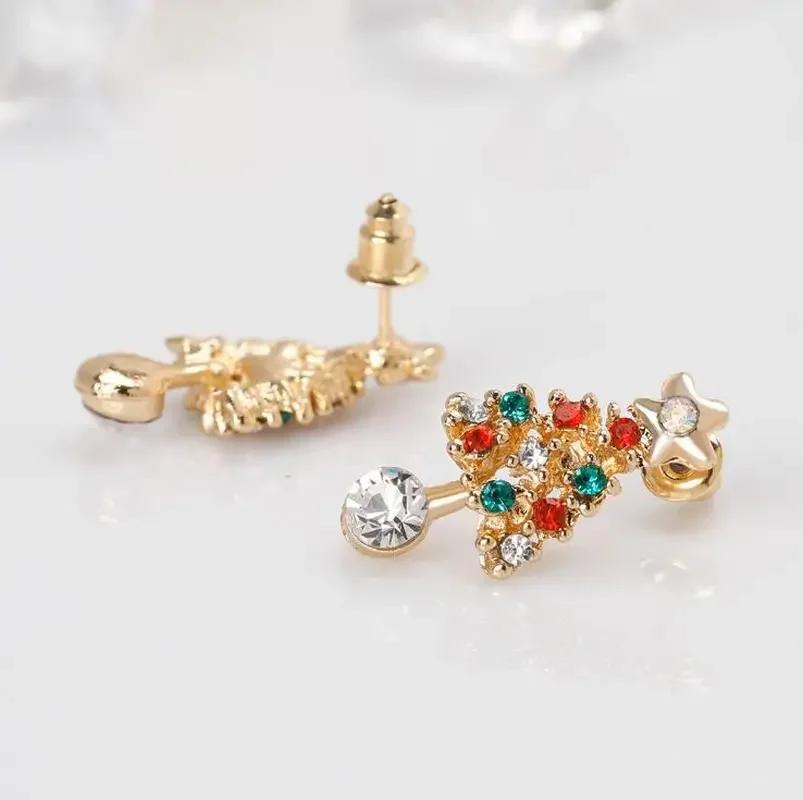 Mode Ohrringe Weihnachtsbaum Strass Ohrstecker Elegant Schmuck Weihnachtsgeschenk Ohrringe Accessoires für Damen