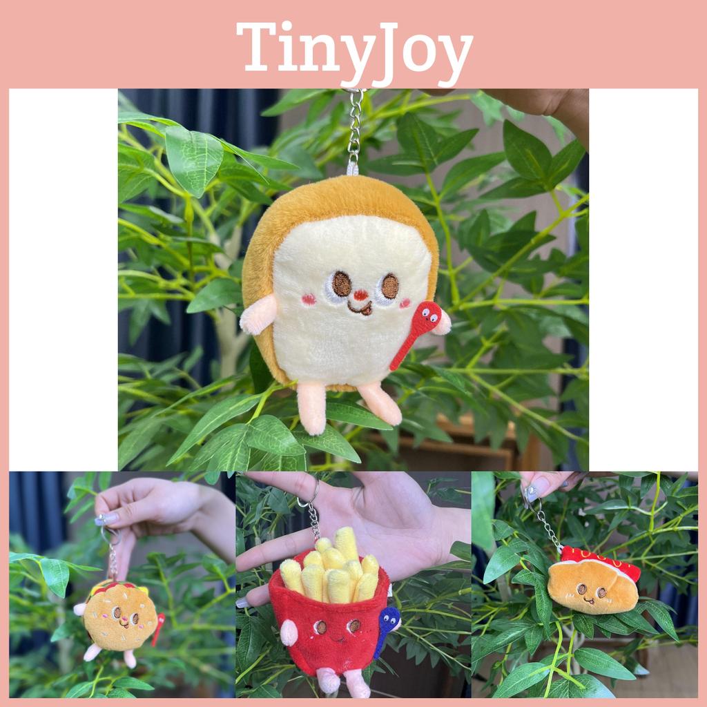 Roztomilé francouzské kreslené hranolky, hamburger a hot dog plyšové klíčenky mini figurky