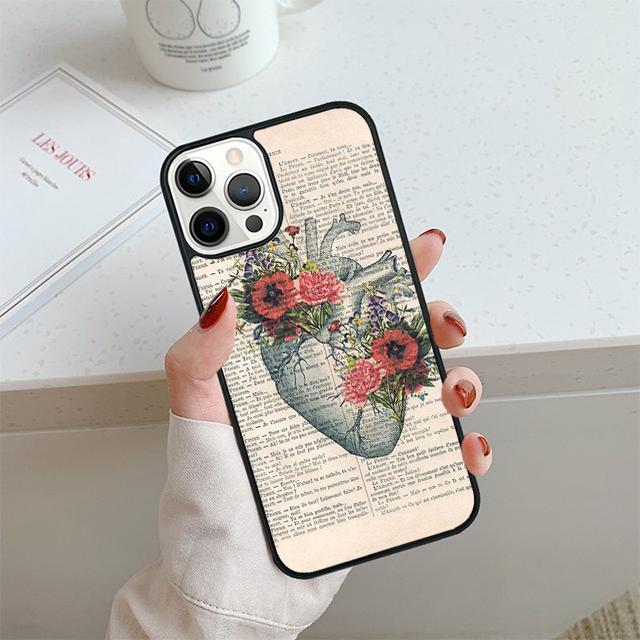 Vintage Anatomy Heart Brain Nurse Phone Case For iPhone 17 Air 14 15 16 16e 13 12 Max Cover For Apple 11 Pro Max Plus