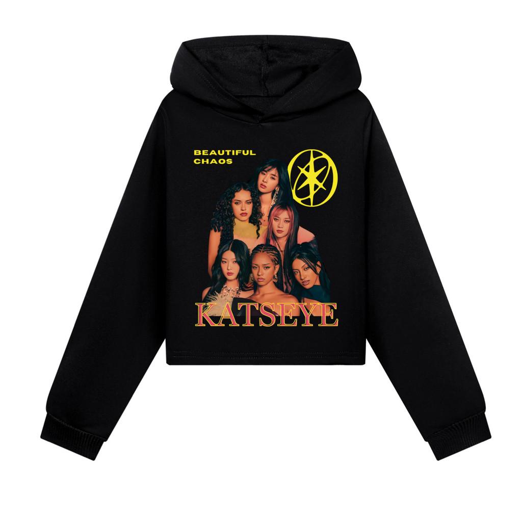 5346 Παιδικά Κοριτσίστικα Φούτερ με Κουκούλα KATSEYE με Στάμπα και Μακρυμάνικα Φθινόπωρο-Χειμώνα