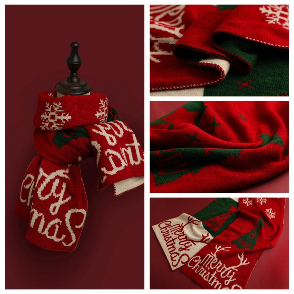 Warm Knitted Scarf Elk Christmas Shawl Cape Retro Scarves Women Girl