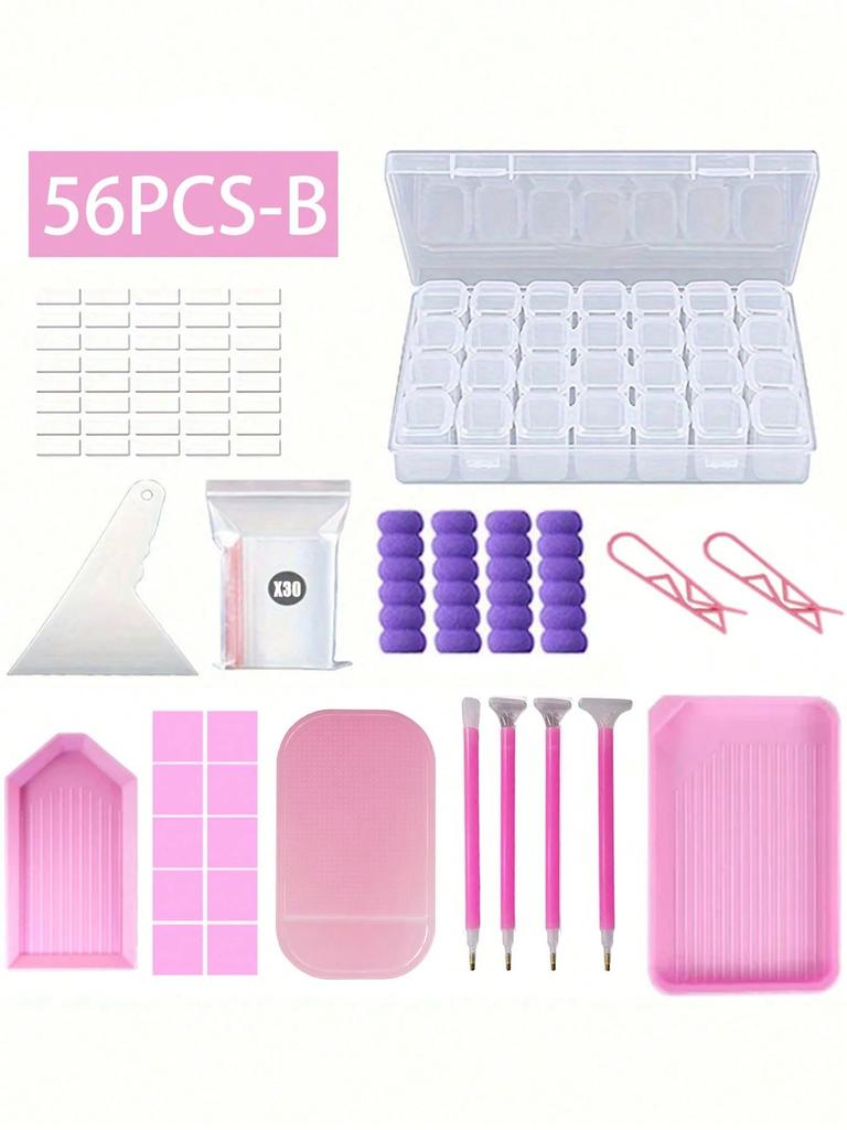 DIY Diamond Painting Tools and Accessories Set 12 18 29 37 45 56pcs for Kids and Adults with Box Pen Tweezers Glue Corrector and Complete Kit