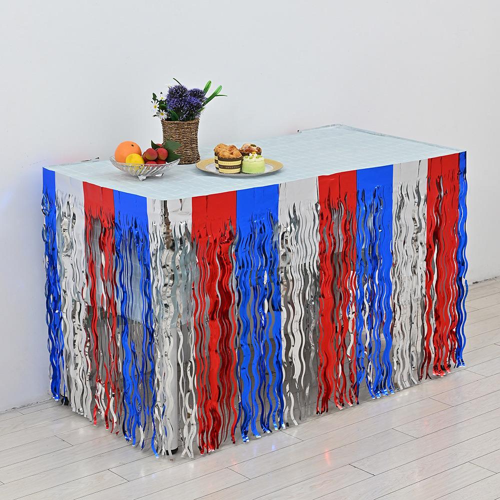 Rainbow Silk Table Skirt: Colorful Birthday, Wedding, and Holiday Party Decoration