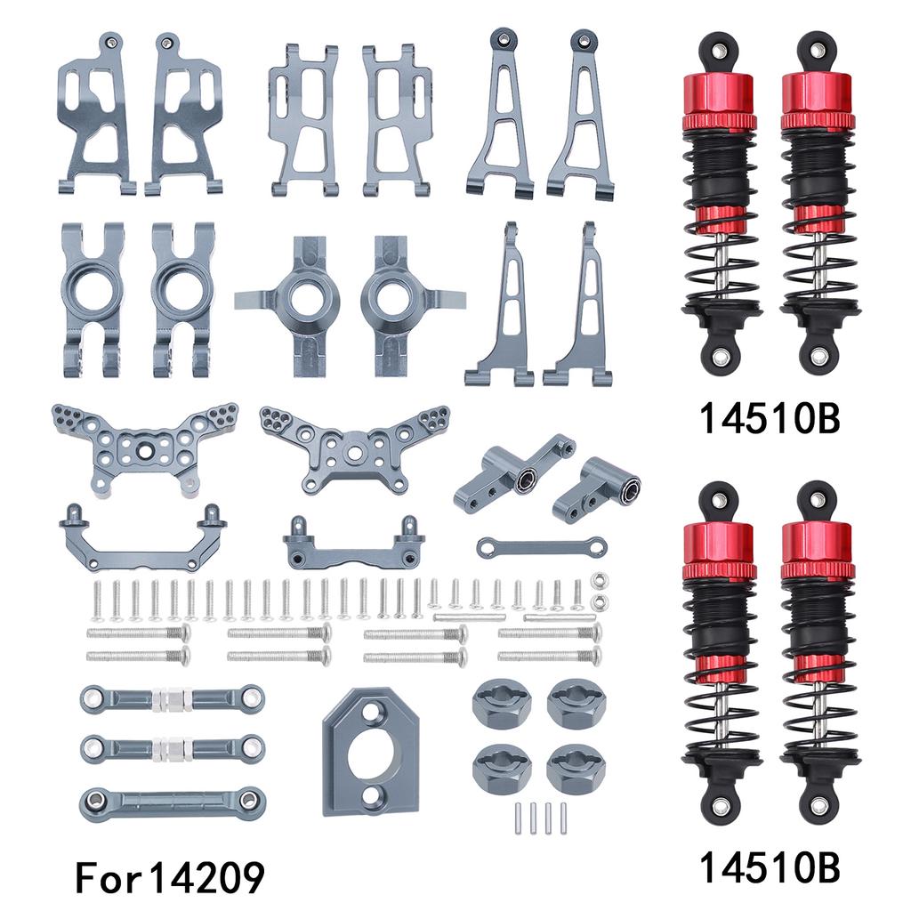 Mjx 14210 14209 H14BM Metal Steering Cup Upper Lower Swing Arm Set Shock Tower Bracket Body Post Hyper Go RC Car Upgrade Parts