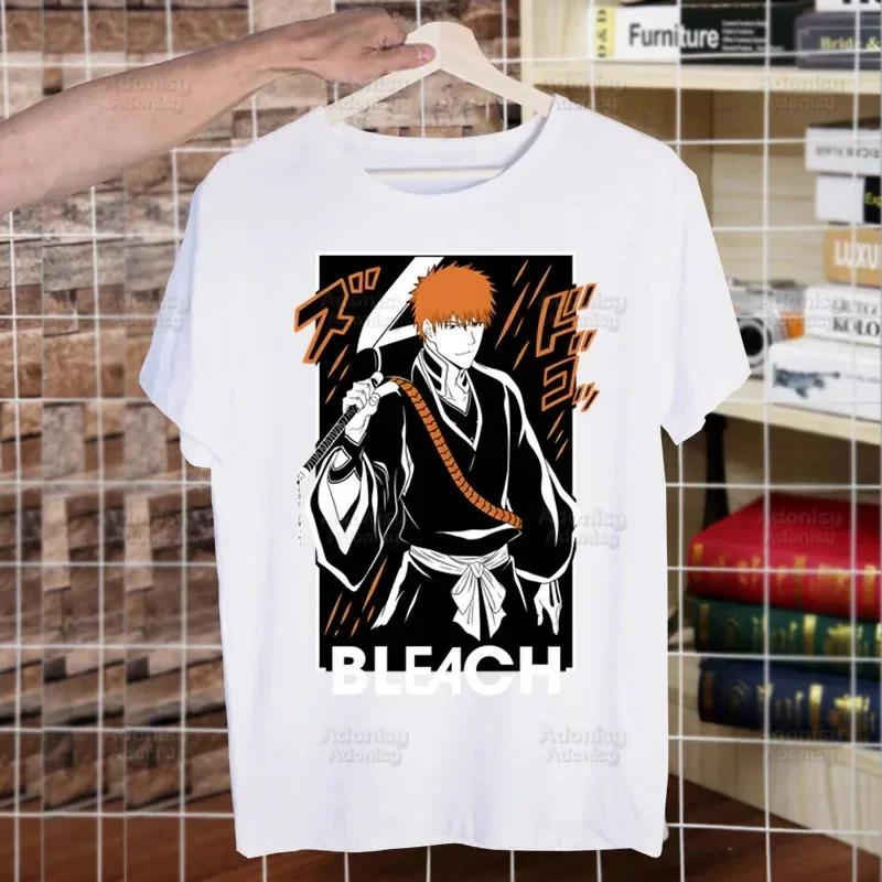 Bleach Zaraki Kenpachi Kurosaki Ichigo T Shirts For Guys O-Neck Short Sleeve Regular Mens height Quality Men Hip-Hop Tee Shirt