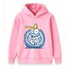 Kids Boys Girls Crewneck Hoodie, Cute Fuzzy Cartoon Monster Aloha Print Casual Long Sleeve Pullover Sweatshirt, Cozy Lightweight Tops For