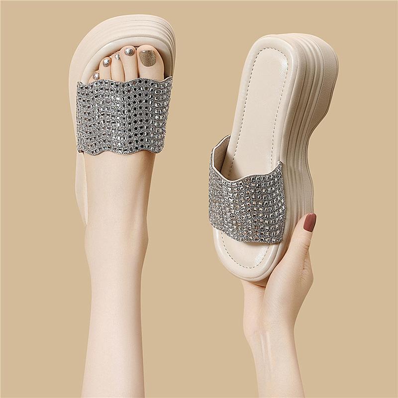 

Flat-bottomed summer outer wear single shoes rhinestone fashion year new women s shoes platform-soled fashion four-season universal slippers 40