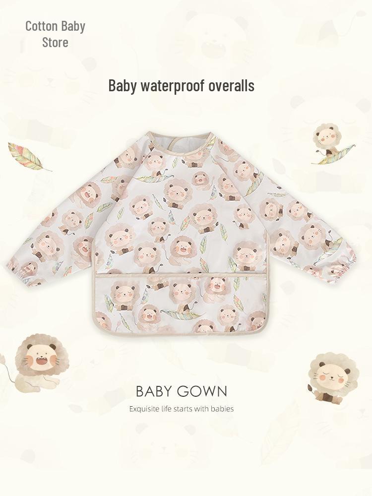 Waterproof Long Sleeve Baby Bib - Oil-Proof, Cotton Coverall for All Seasons.