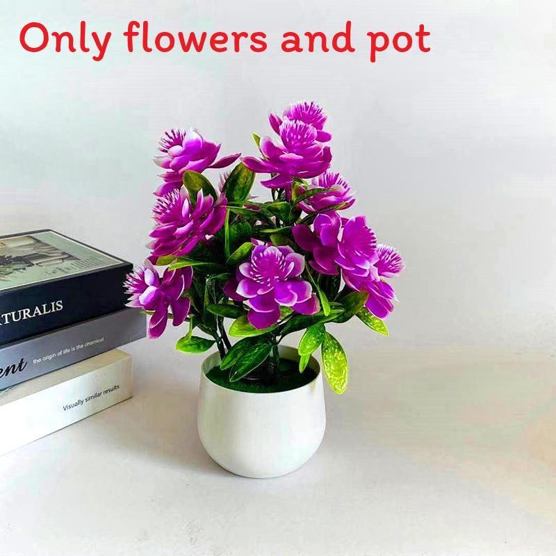Twelve Flowers Simulated Artificial Green Plant Potted Ornament For Decor Indoor