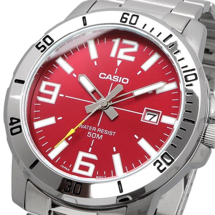 Casio Standard Analog Quartz Men's Watch MTP-VD01D-4BV (Red Metal Band)