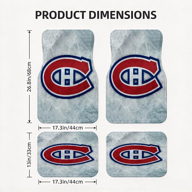 Montreal Canadiens pattern Black Car Floor Mats Full Coverage All-Season Car Mats, XPE Non-Slip And Wear-Resistant Mats Suitable for SUV Interiors, T