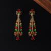 Colorful Rhinestone Christmas Tree Studs: Elegant Vintage Crystal Dangle Earrings